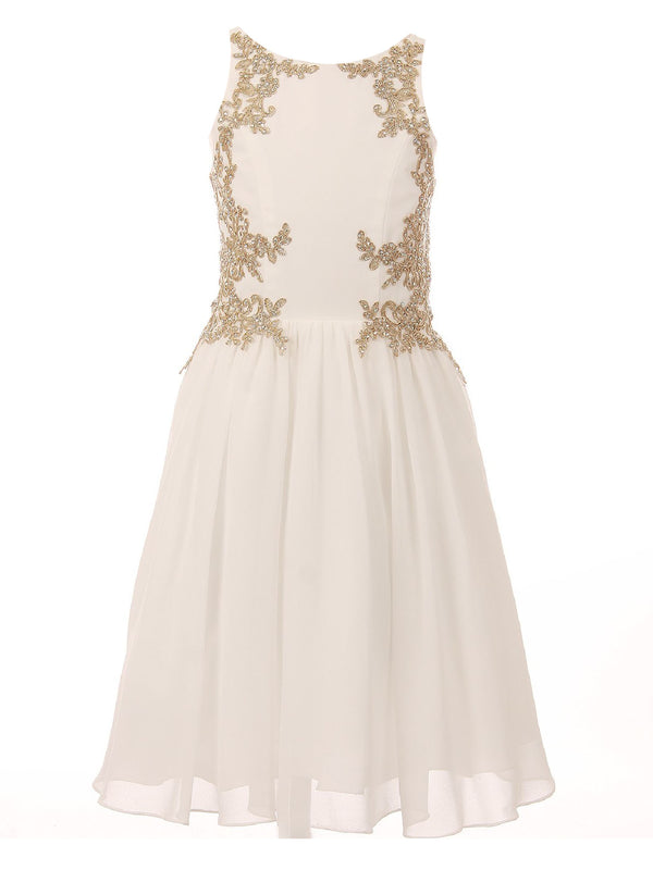 Cinderella Couture Big Girls Off-White Chiffon Lace Junior Bridesmaid Dress 12-16 - SophiasStyle.com